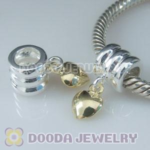 European Style 925 Silver Beads Dangle Gold Plated Heart