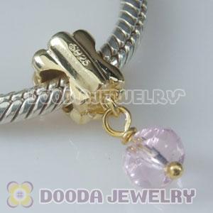 Gold Plated European Style 925 Silver Beads Dangle Stone