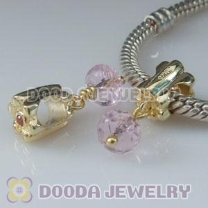 Gold Plated European Style 925 Silver Beads Dangle Stone