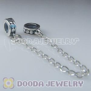 Solid Sterling Silver Charm Jewelry Stopper Beads with Safety Chain