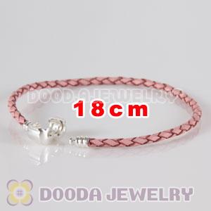 18cm European Style Single Pink Leather Bracelet