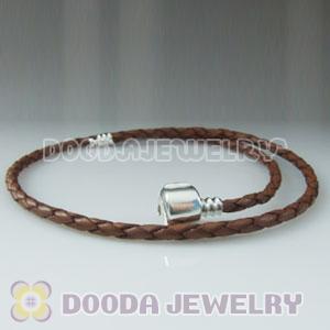 38cm European Style Double Brown Leather Bracelet