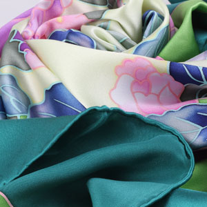 The detailed picture of Elaborately Hand Painted Large Square Silk Scarf 