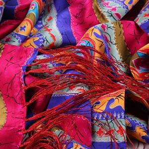 The detailed picture of Long Fringed Silk Scarves Silk Scarf Painting