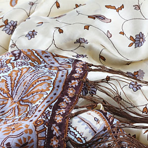 The detailed picture of Long Fringed Silk Scarves Silk Scarf Painting