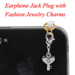 Earphone Jack Plug With Key Heart Charms Jewelry