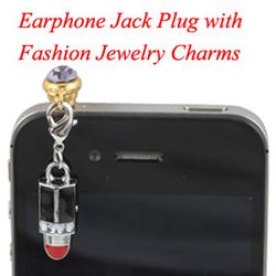 Earphone Jack Plug With Lipstick Charms Jewelry