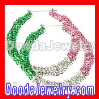 Basketball Wives AKA Style Bamboo Crystal Hoop Earrings