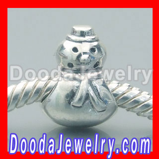 925 silver Cute Snowman Large hole Beads