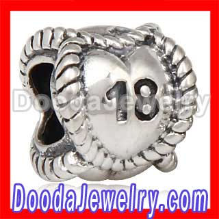 Sterling Silver Message Bead Birthday Milestones 18 Charm